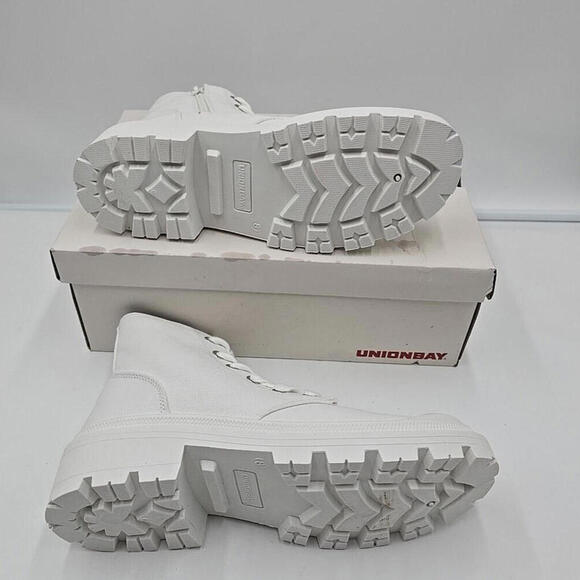 UNIONBAY Jazzy Sneaker Utility Boots White Side Zip SZ 8M - Picture 6 of 9